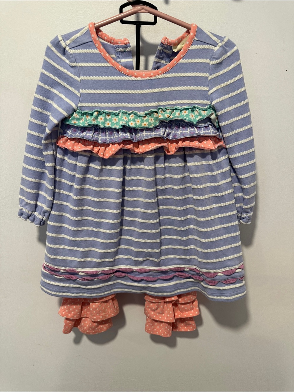 Matilda Jane Lavender & Coral Striped Ruffle Matching Set